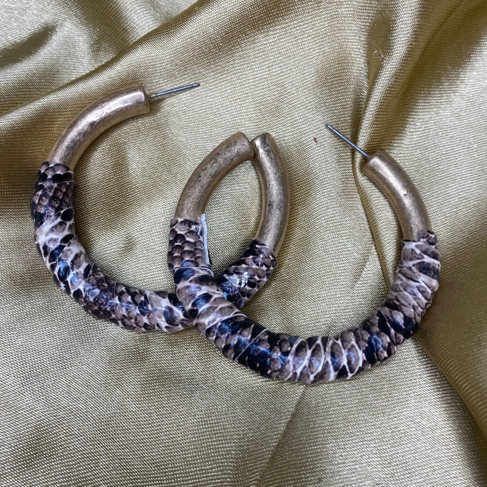 Bold Statement Gold snakeskin Loop earrings